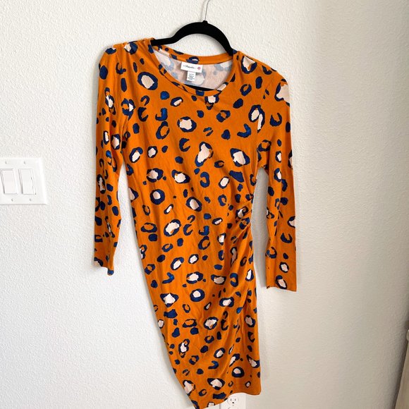 3.1 Phillip Lim for Target Yellow Royal Blue Leopard Print Bodycon Ruched Dress - Picture 2 of 6